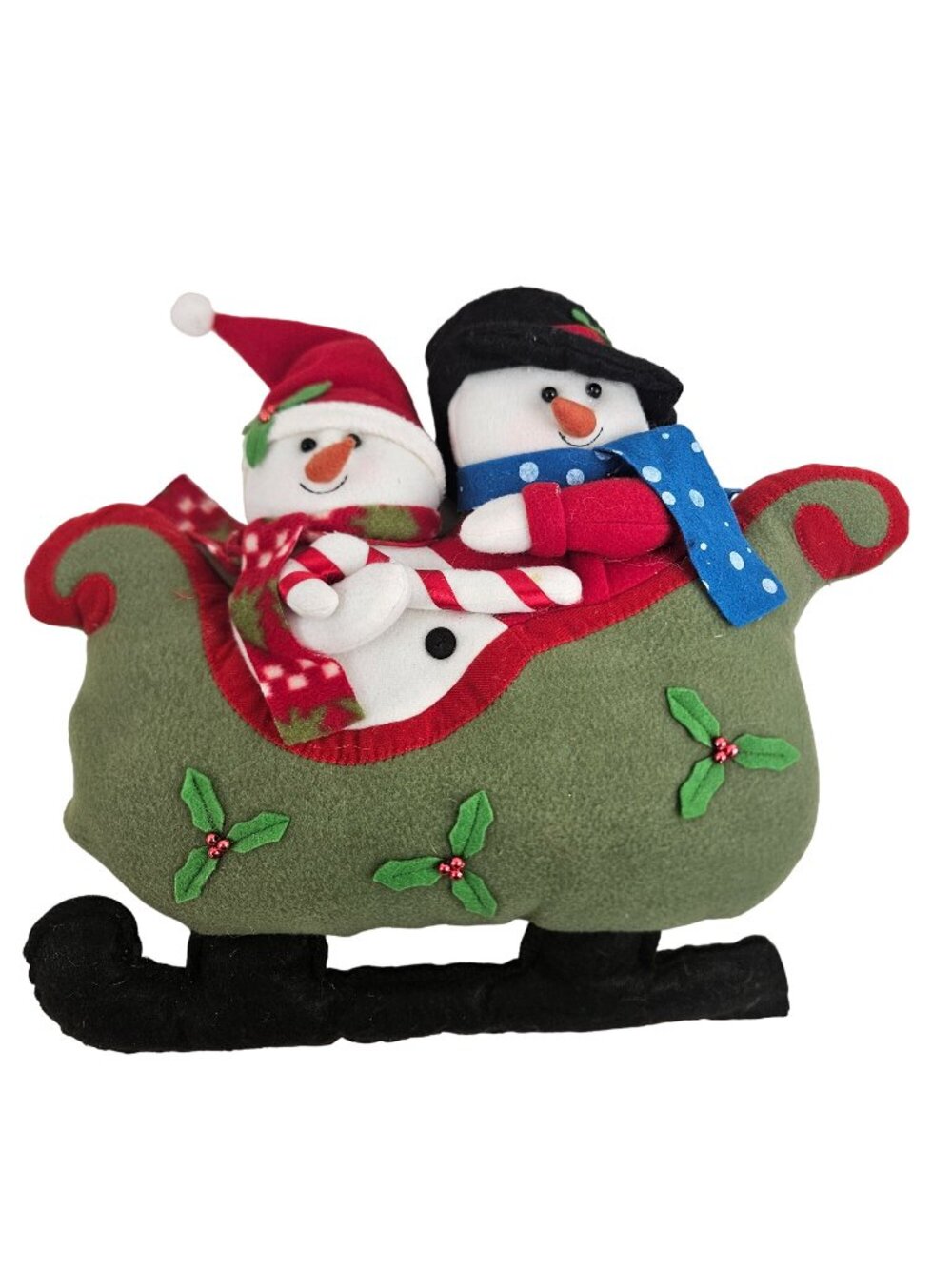 St Nicholas Square Plush Snowman Couple Sleigh Holly Candy Cane Christmas Decor